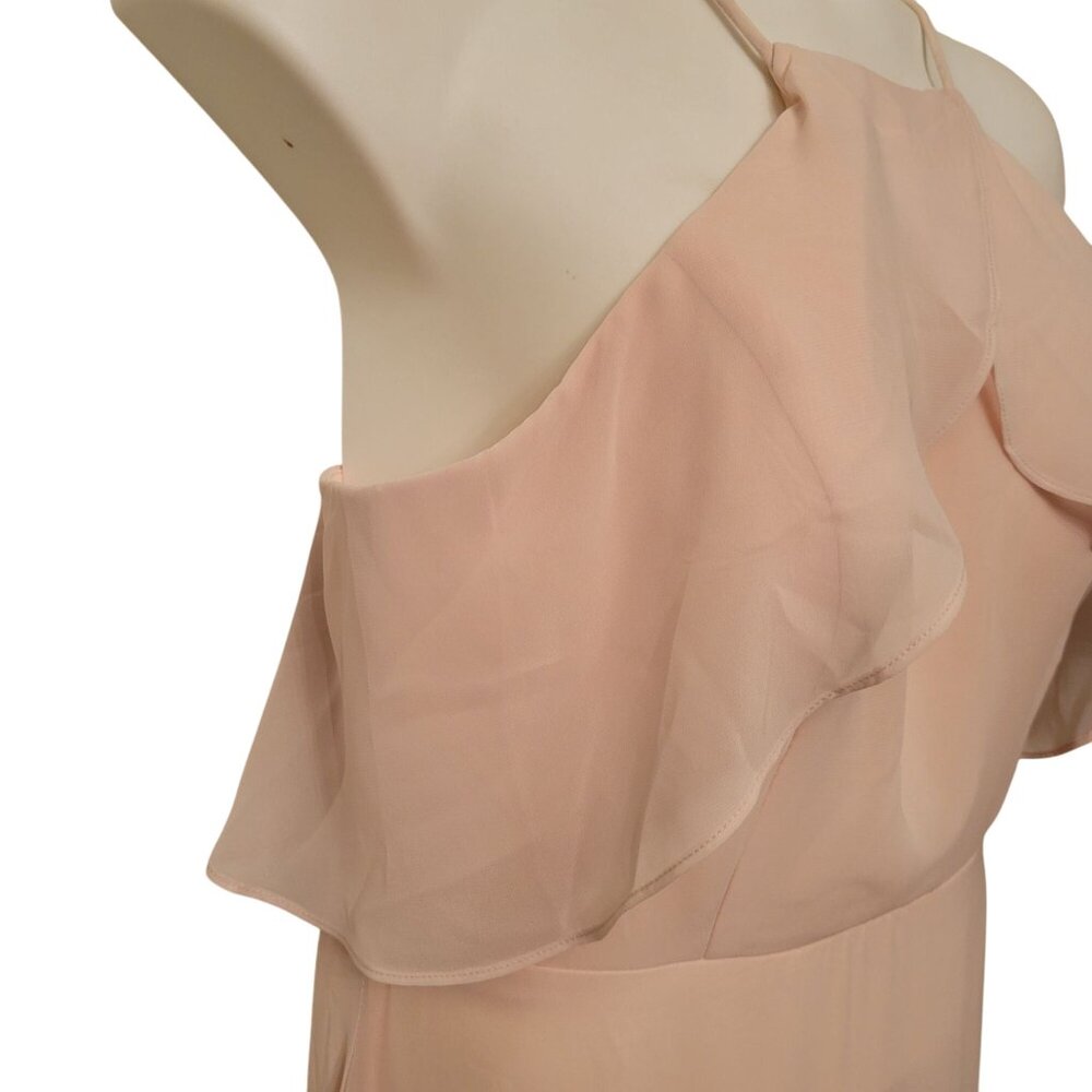 NEW Birdy Grey Jules Champagne Maxi Dress XL Ruffled Halter Bridesmaid Formal Pr - Picture 6 of 11